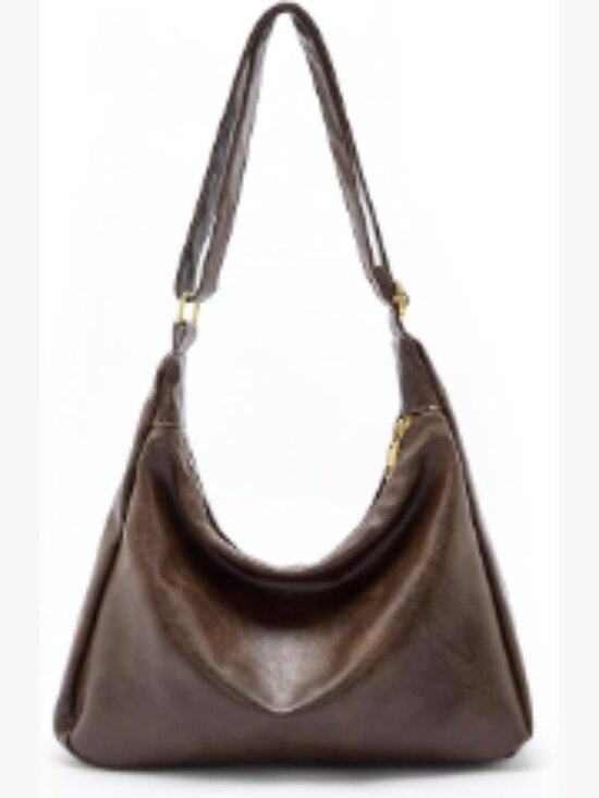 Handbags - Ultra Soft Foldable Vegan Leather Hobo Bag Slouchy Shoulder Tote